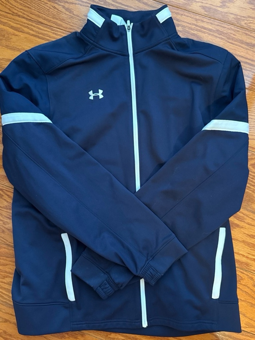 Under Armour Unisex Navy Track Jacket with White Trim